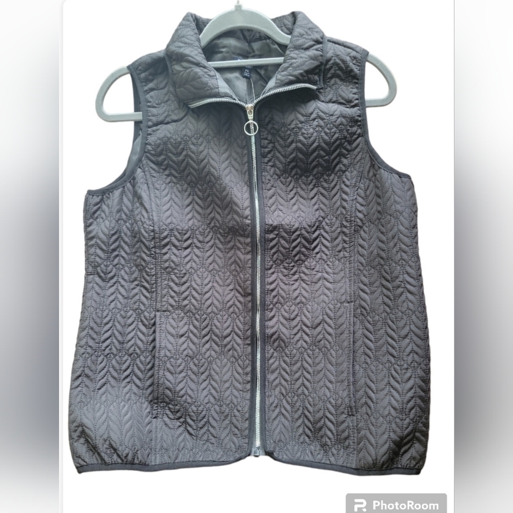 Architect Petites Black Quilted Vest Med NWT